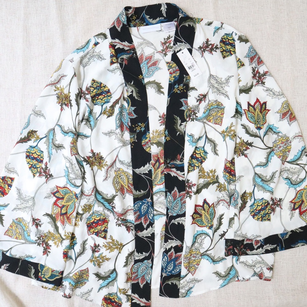 New York&Company Paisley Floral Open Shirt NWT